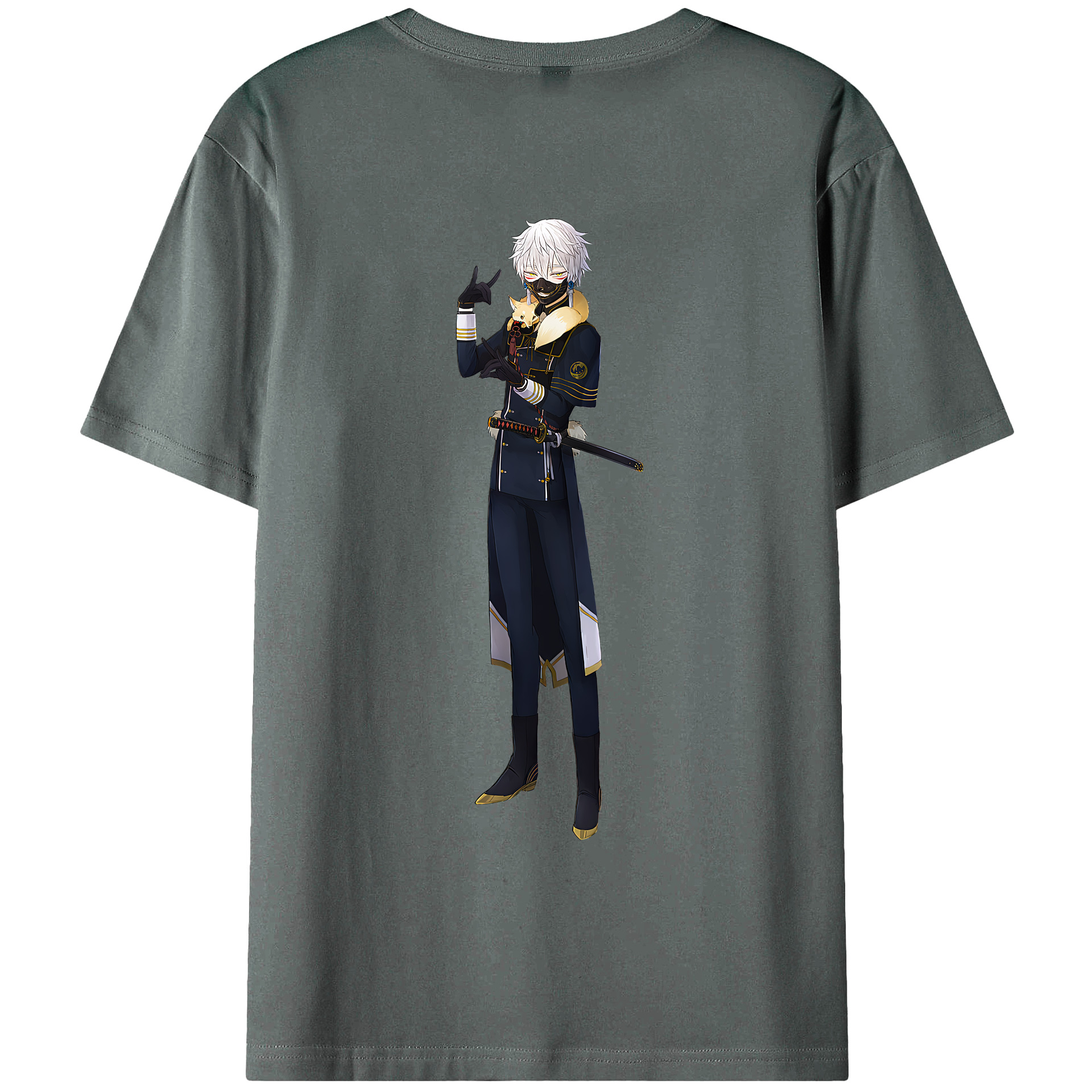 （画像用） 刀剣乱舞 Touken Ranbu 綿100％ メンズ半袖Tシャツ（バックプリント） 通気性